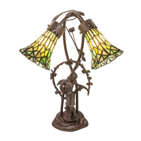 Meyda Tiffany Pond Lily 2 Light 17" Tall Gooseneck Table Lamp Mahogany Bronze