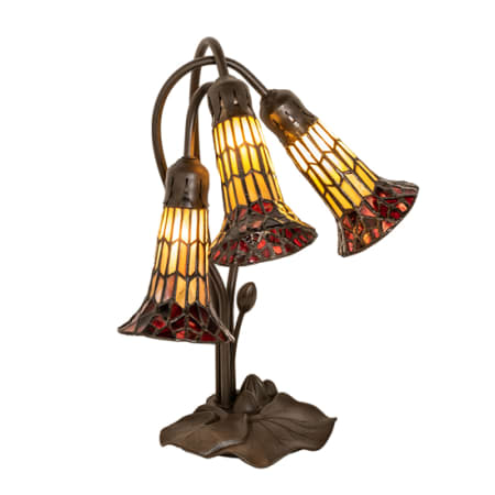 Meyda Tiffany Pond Lily 3 Light 16" Tall Gooseneck Table Lamp Mahogany Bronze