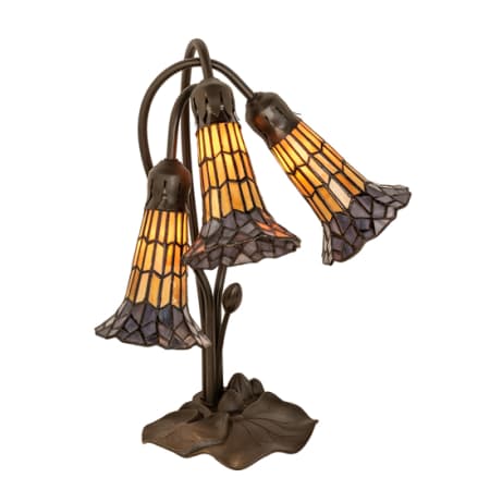 Meyda Tiffany Pond Lily 3 Light 16" Tall Gooseneck Table Lamp Mahogany Bronze