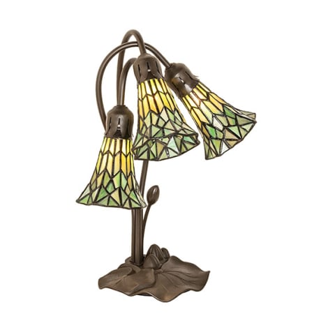 Meyda Tiffany Pond Lily 3 Light 16" Tall Gooseneck Table Lamp Mahogany Bronze