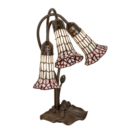 Meyda Tiffany Pond Lily 3 Light 16" Tall Gooseneck Table Lamp Mahogany Bronze