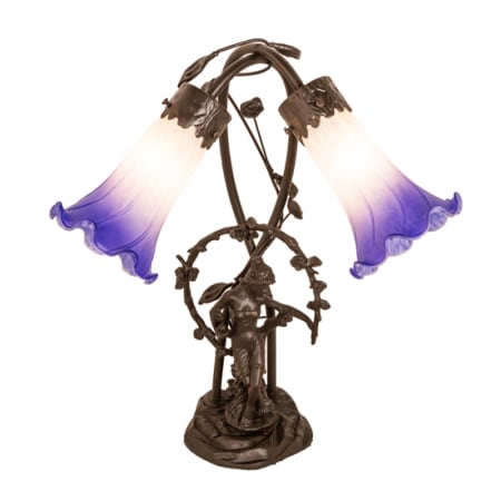 Meyda Tiffany Pond Lily 2 Light 17" Tall Gooseneck Table Lamp Mahogany Bronze