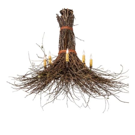 Meyda Tiffany Twigs 8 Light 36" Wide Abstract Chandelier Antique Copper / Natural Wood