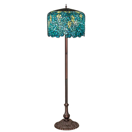 Meyda Tiffany Tiffany Wisteria 3 Light 62" Tall Buffet Floor Lamp Antique Copper / Mahogany Bronze