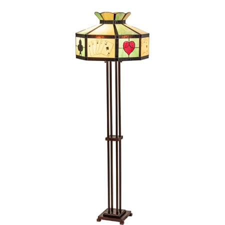 Meyda Tiffany Poker Face 2 Light 64" Tall Buffet Floor Lamp Mahogany Bronze