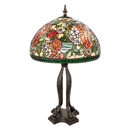 Meyda Tiffany Romance Rose 3 Light 33" Tall Buffet Table Lamp Mahogany Bronze