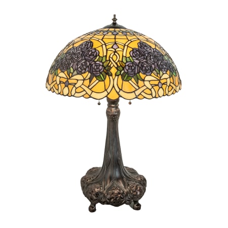 Meyda Tiffany Rose Bouquet 3 Light 31" Tall Buffet Table Lamp Mahogany Bronze