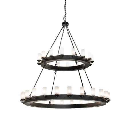 Meyda Tiffany Noziroh 40 Light 72" Wide Pillar Candle Ring Chandelier with Frosted, Seedy Glass Shades Textured Black