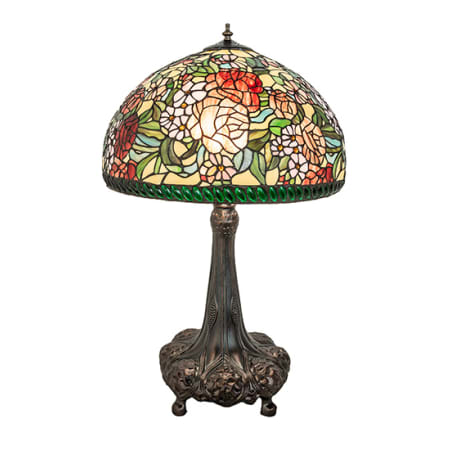 Meyda Tiffany Romance Rose 3 Light 31" Tall Buffet Table Lamp Mahogany Bronze