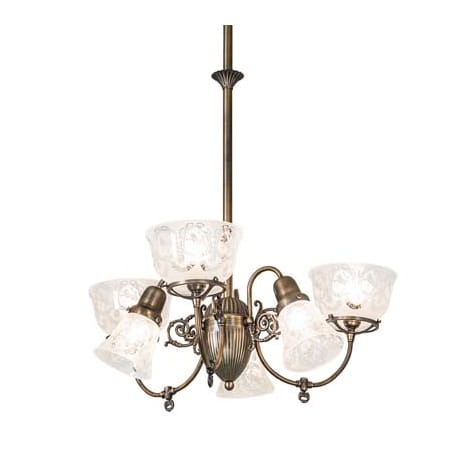 Meyda Tiffany Revival Gas and Electric 6 Light 27" Wide Chandelier Antique Brass