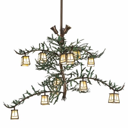Meyda Tiffany Valley View 12 Light 52" Wide Chandelier with Iridescent Glass Shades Antique Copper