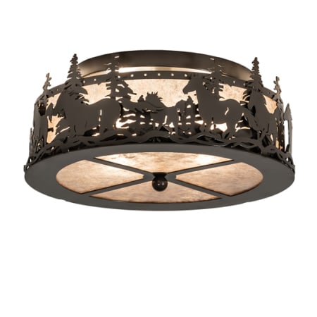 Meyda Tiffany Tall Pines 2 Light 16" Wide Semi-Flush Drum Ceiling Fixture - Timeless Bronze Finish Timeless Bronze