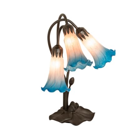 Meyda Tiffany Tiffany Pond Lily 3 Light 16" Tall Buffet Table Lamp Mahogany Bronze