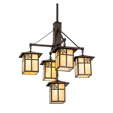 Meyda Tiffany Seneca Sprig 5 Light 32" Wide Chandelier Craftsman Brown