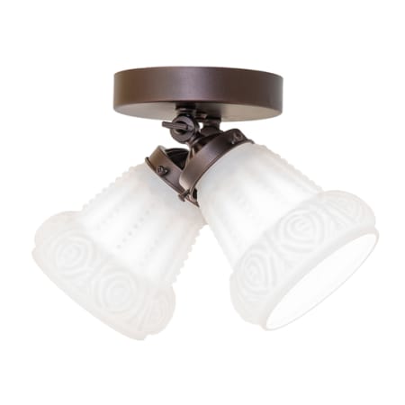 Meyda Tiffany Puffy Rose 2 Light 12" Wide Semi-Flush Ceiling Fixture Mahogany Bronze