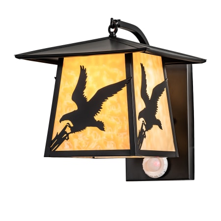 Meyda Tiffany Stillwater 14" Tall Wall Sconce with Art Glass Shade Solar Black