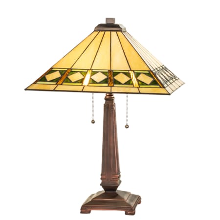 Meyda Tiffany Diamond Band Mission 2 Light 23" Tall Buffet Table Lamp Mahogany Bronze
