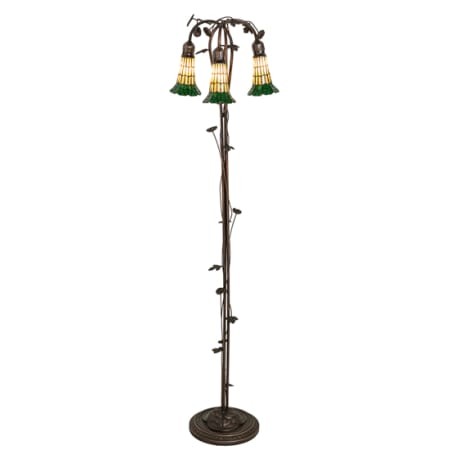 Meyda Tiffany Pond Lily 3 Light 58" Tall Tree Floor Lamp Mahogany Bronze