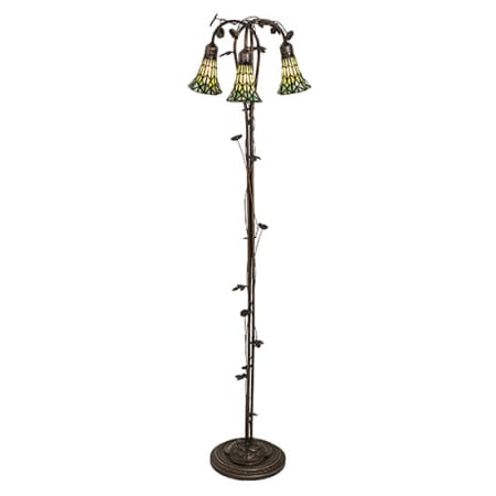 Meyda Tiffany Pond Lily 3 Light 58" Tall Tree Floor Lamp Mahogany Bronze