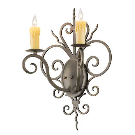 Meyda Tiffany 2 Light 21" Tall Wall Sconce Antique Brass