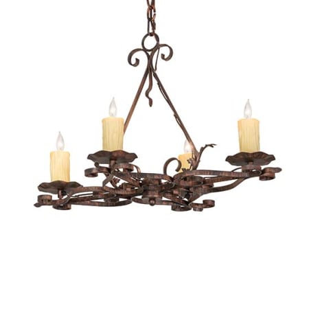 Meyda Tiffany Long Elianna 4 Light 22" Wide Taper Candle Style Chandelier Bronze