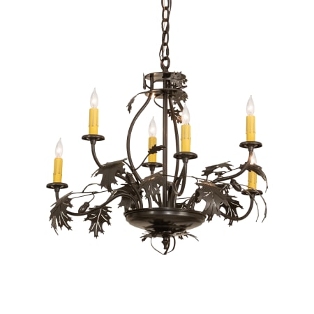 Meyda Tiffany Oak Leaf and Acorn 6 Light 28" Wide Taper Candle Style Chandelier Timeless Bronze