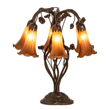 Meyda Tiffany Tiffany Pond Lily 6 Light 19" Tall Buffet Table Lamp Mahogany Bronze