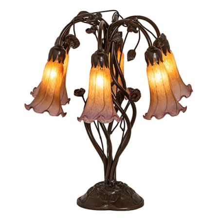 Meyda Tiffany Tiffany Pond Lily 6 Light 19" Tall Buffet Table Lamp Mahogany Bronze