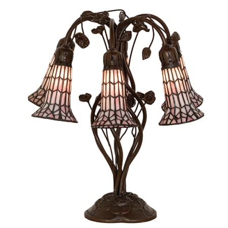 Meyda Tiffany Pond Lily 6 Light 19" Tall Buffet Table Lamp Mahogany Bronze