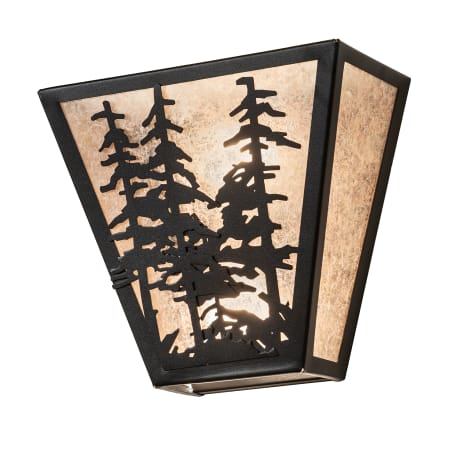 Meyda Tiffany Tall Pines 2 Light 12" Tall Wall Sconce with Silver Mica Shade Textured Black