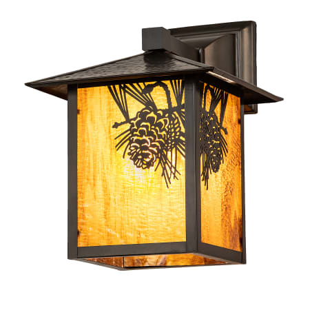Meyda Tiffany Seneca 12" Tall Wall Sconce with Amber Mica Shade Craftsman Brown