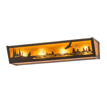 Meyda Tiffany Wolf and Eagle 24" Wide Bath Bar with Amber Mica Shade Timeless Bronze