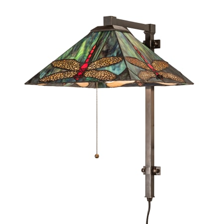 Meyda Tiffany Prairie 20" Tall Wall Sconce with Stained Glass Shade Craftsman Brown
