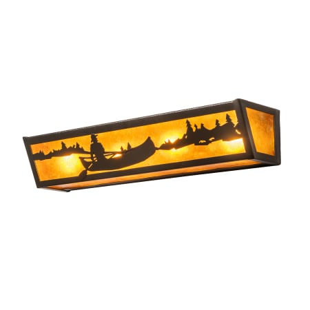 Meyda Tiffany Canoe at Lake 24" Wide Bath Bar with Amber Mica Shade Timeless Bronze Vein