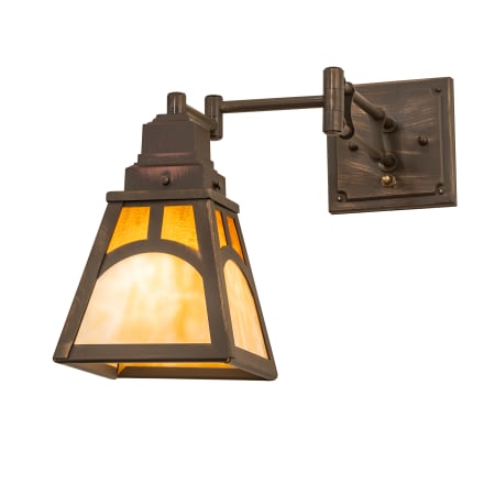 Meyda Tiffany Hill Top 13" Tall Wall Sconce with Art Glass Shade Antique Brass Matte