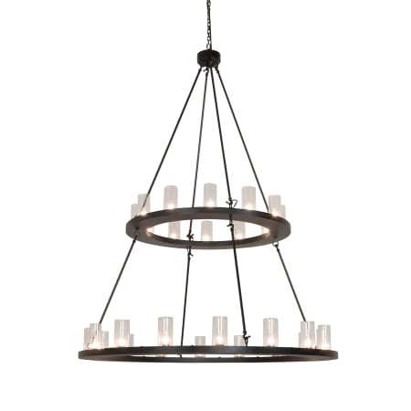 Meyda Tiffany Loxley 28 Light 60" Wide Pillar Candle Ring Chandelier with Clear, Seedy Glass Shades Textured Black