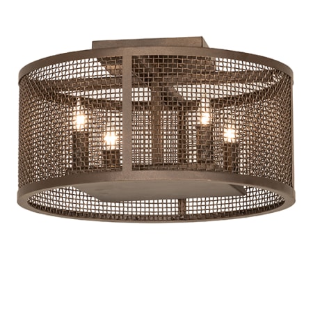 Meyda Tiffany Cilindro Rame 4 Light 15" Wide Semi-Flush Drum Ceiling Fixture - Tyler Bronze Finish Tyler Bronze