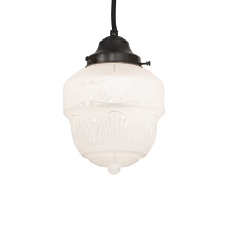 Meyda Tiffany Revival 8" Wide Mini Pendant with Frosted Glass Shade Craftsman Brown