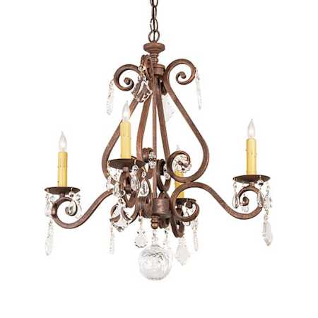 Meyda Tiffany Adrianna 4 Light 22" Wide Crystal Candle Style Chandelier Rust / Crystal