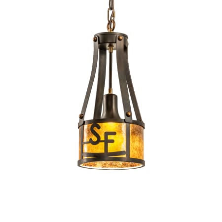 Meyda Tiffany Bears to Chairs 8" Wide Mini Pendant with Amber Mica Shade Dark Burnished Antique Copper