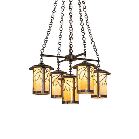 Meyda Tiffany Fulton 5 Light 36" Wide Chandelier Craftsman Brown