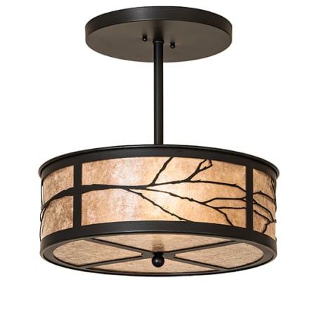 Meyda Tiffany Branches 2 Light 18" Wide Semi-Flush Drum Ceiling Fixture - Wrought Iron Finish Wrought Iron