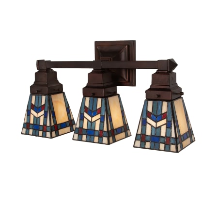 Meyda Tiffany Prairie Wheat 3 Light 20" Wide Vanity Light with Stained Glass Shades Mahogany Bronze