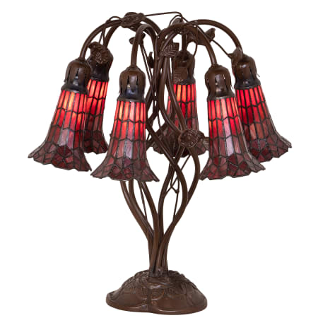 Meyda Tiffany Pond Lily 6 Light 18" Tall Tiffany, Tree Table Lamp Mahogany Bronze