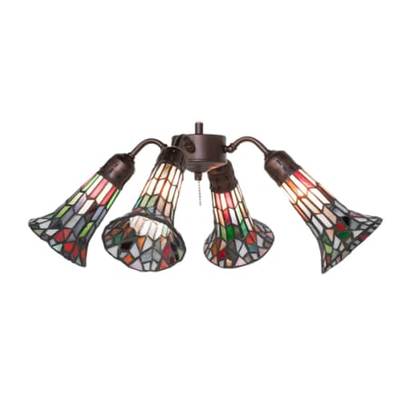 Meyda Tiffany Stained Glass Pond Lily 19" Wide 4 Light Ceiling Fan Light Kit with Colorful Glass Shades Mahogany Bronze