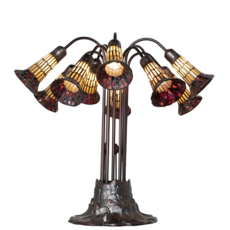 Meyda Tiffany Pond Lily 10 Light 24" Tall Buffet Table Lamp Mahogany Bronze