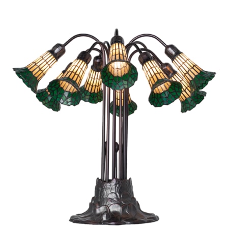 Meyda Tiffany Pond Lily 10 Light 24" Tall Buffet Table Lamp Mahogany Bronze