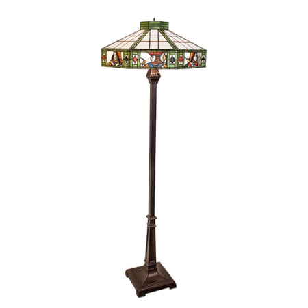 Meyda Tiffany Poker Face 2 Light 65" Tall Buffet Floor Lamp Mahogany Bronze