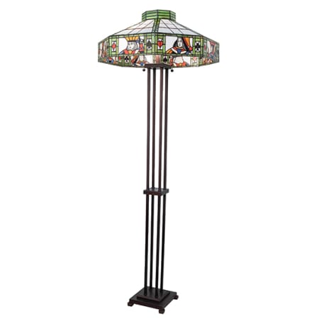 Meyda Tiffany Poker Face 2 Light 61" Tall Buffet Floor Lamp Mahogany Bronze
