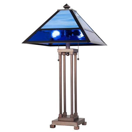 Meyda Tiffany Split Mission 2 Light 28" Tall Buffet Table Lamp Craftsman Brown / Mahogany Bronze